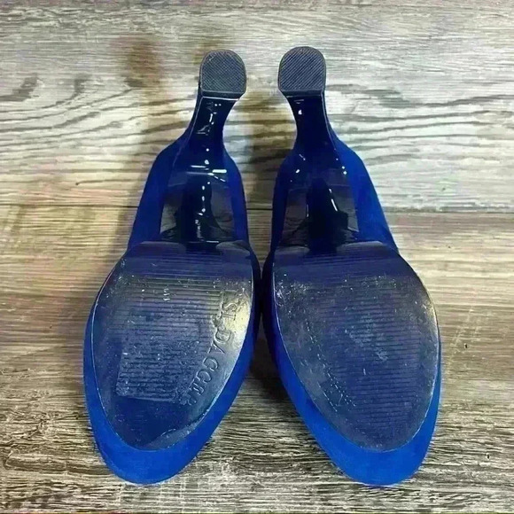 Kelsi Dagger Abrielle Blue Suede Platform Heels Women’s Size 7 Leather Upper - Picture 9 of 10